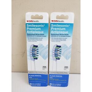 CVS Health Smilesonic Premium Antiplaque 2 Replacement Brush Heads Lot of 2